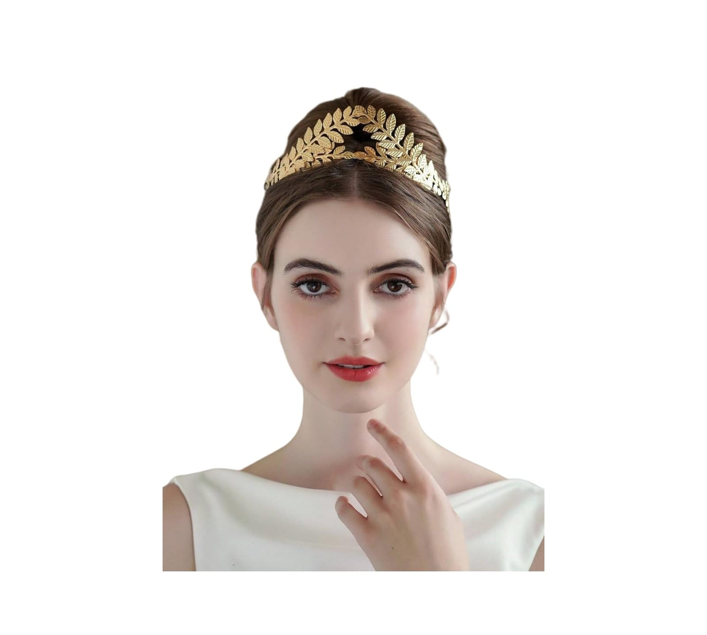 Hipihom Greek Goddess Crown Bridal Gold Leaf Headband Wedding Party Halloween Headpiece