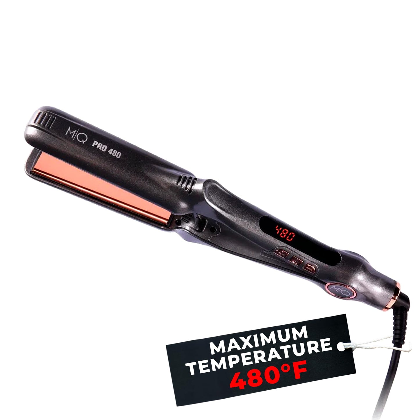 MQ Hair - Professional Titanium Flat Iron 480F - Bivolt, Anatomic Design, Ultra-Smooth, Mirror Effect - 3 Passes Needed, Tempera
