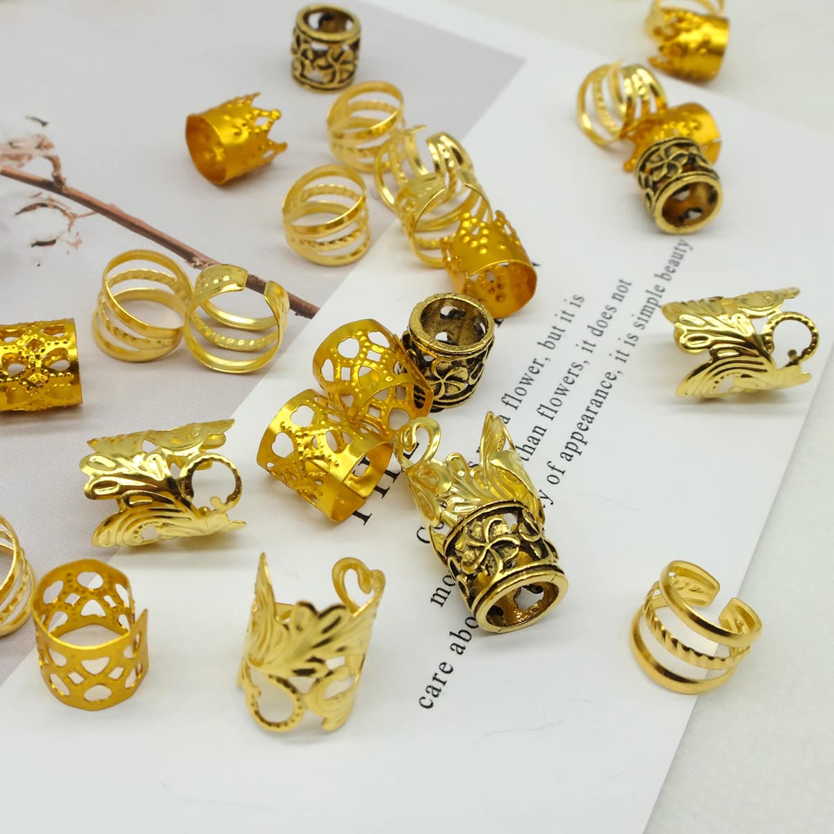 100 Pcs Loc Jewelry For Hair Dreadlock Accessories Hair Jewelry For Braids Adjustable Gold Hair Cuffs Braiding Hair Rings For Wo