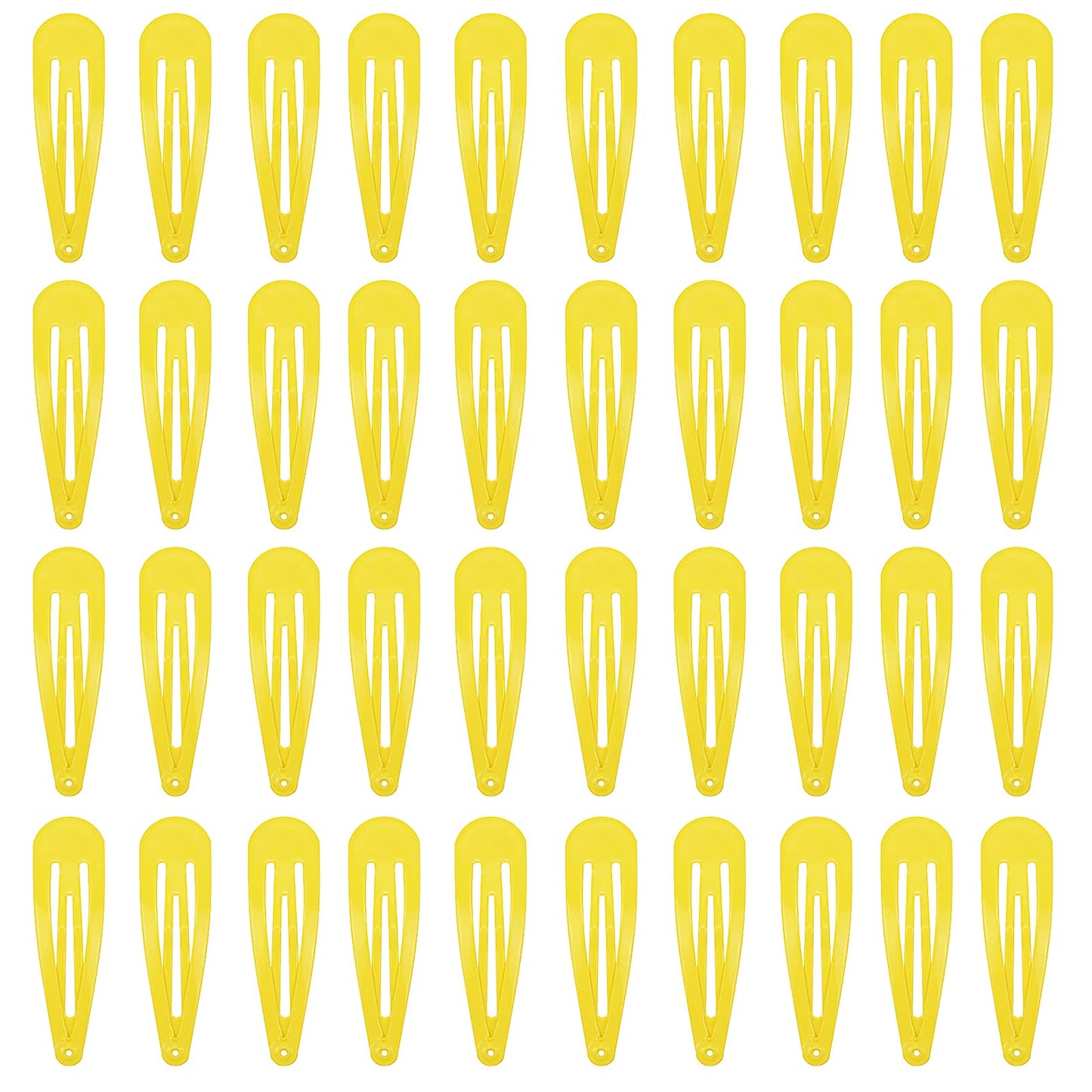 40 Counts Yellow Color Metal Snap Hair Clips 2 Inch Barrettes For Women Accessories