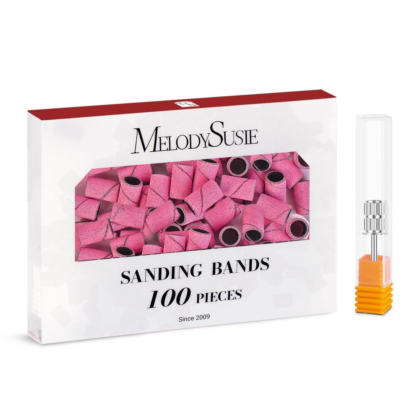 Melodysusie 100 Pcs Nail Drill Bits Sanding Bands For Nail Drill 150 Medium Grit Nail File Sanding Bands For Acrylic Nails Gel M