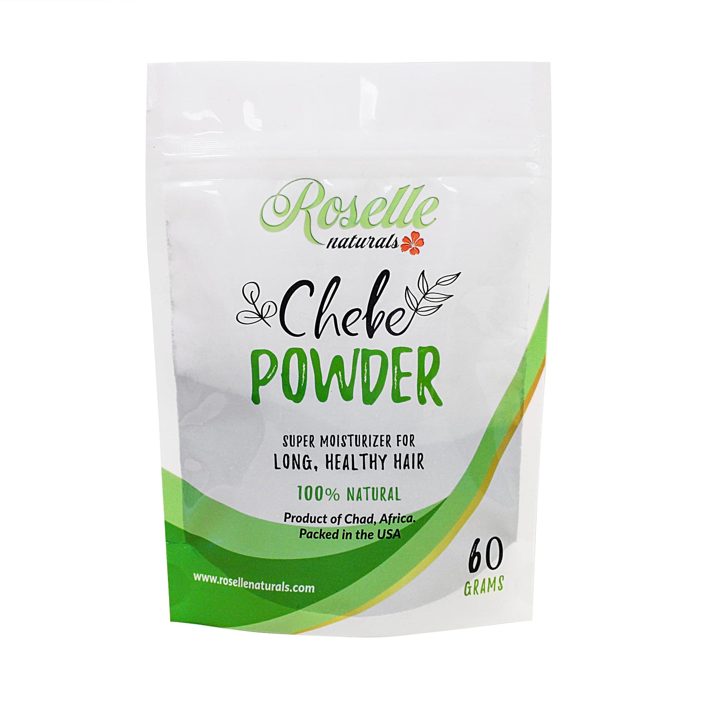 Roselle Naturals Chebe Powder For Hair Growth Imported From Chad, Africa 60G - African Chebe Hair Powder Organic, Hair Treatment