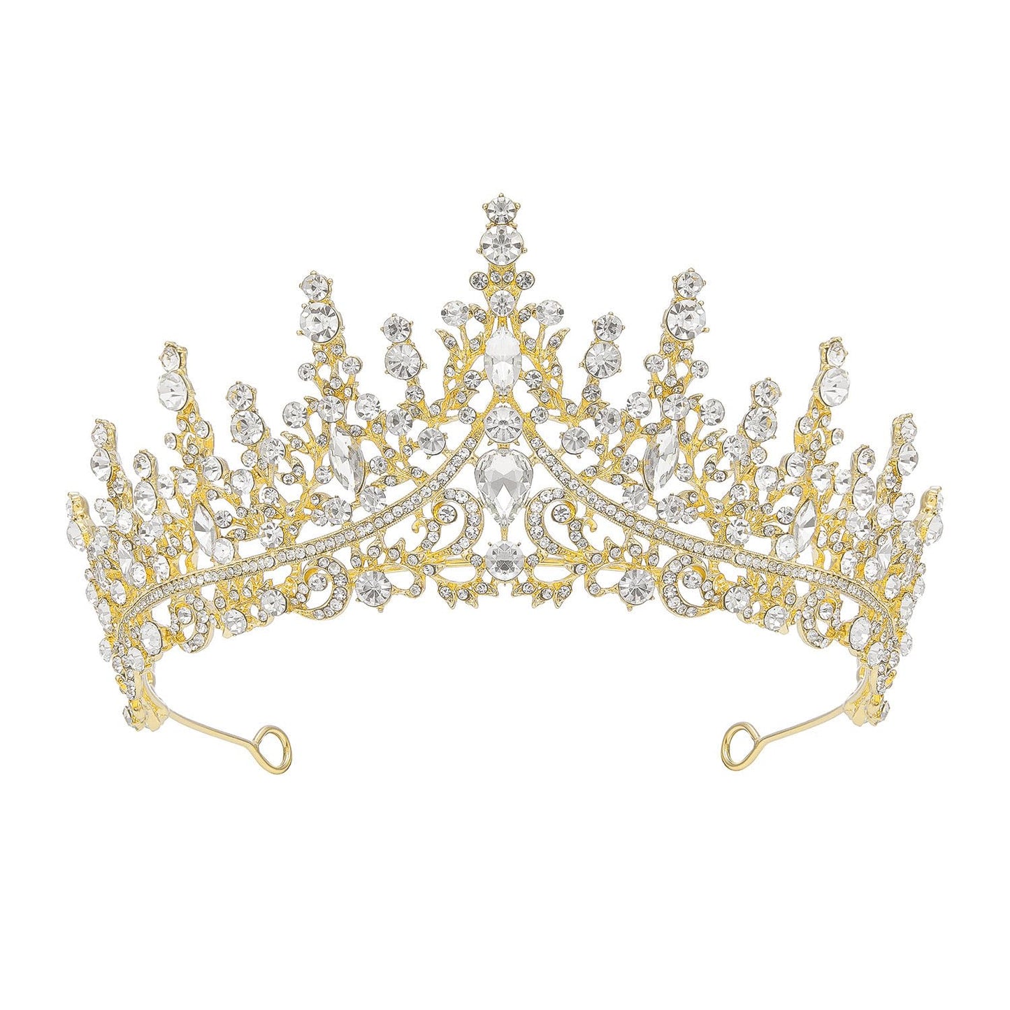 Sweetv Gold Princess Tiara For Women Girls,Royal Queen Tiara, Wedding Tiara For Bride,Crystal Hair Accessories For Quinceanera P