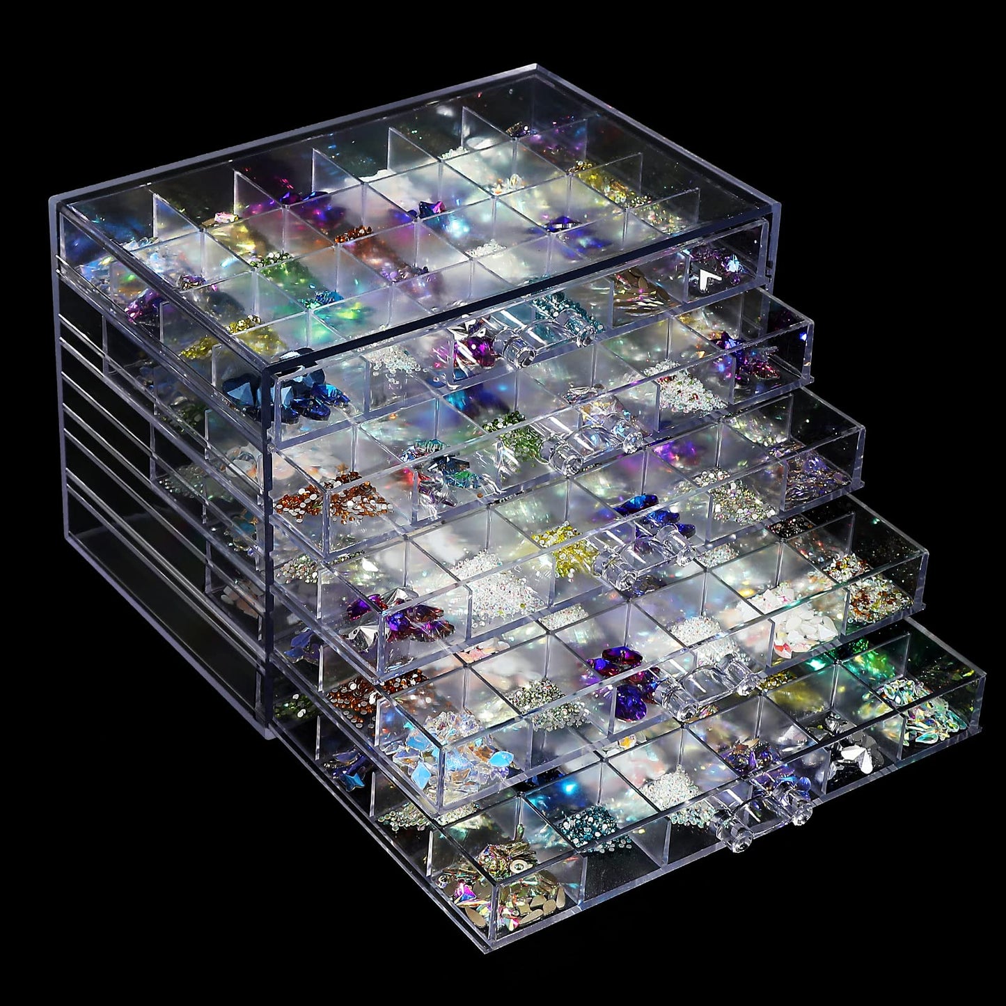 5 Tier 120Lattice Nail Organizers And Storage Clear Acrylic Nail Jewellery Accessories Storage Case Holder Shelves Display Mesa