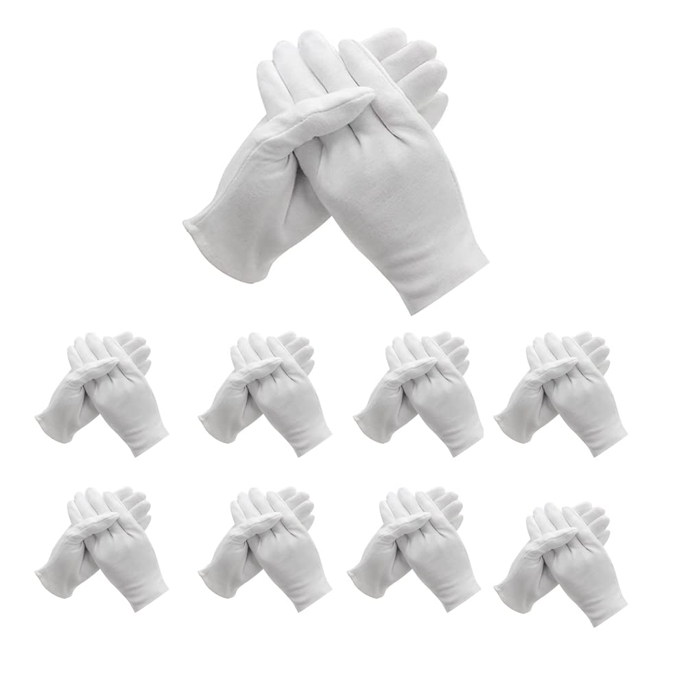 48 Pcs (24Pairs) White Cotton Gloves For Dry Hand Moisturizing Cosmetic Eczema Hand Spa And Coin Jewelry Inspection Soft, Breath
