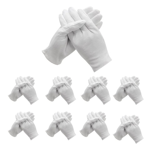 48 Pcs (24Pairs) White Cotton Gloves For Dry Hand Moisturizing Cosmetic Eczema Hand Spa And Coin Jewelry Inspection Soft, Breath