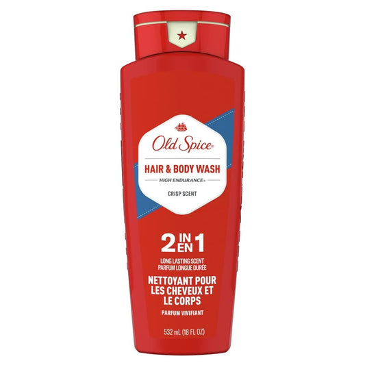 Old Spice High Endurance Hair + Body Wash For Men, Crisp Scent, 18 Fl Oz