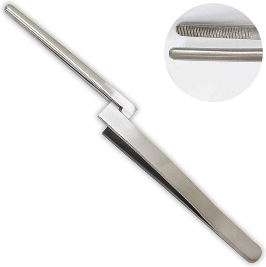 Jewel Tool 6.25'' Rounded Nose Cross Lock Tweezers | Stainless Steel | 3'' Jaws | Rounded Tips