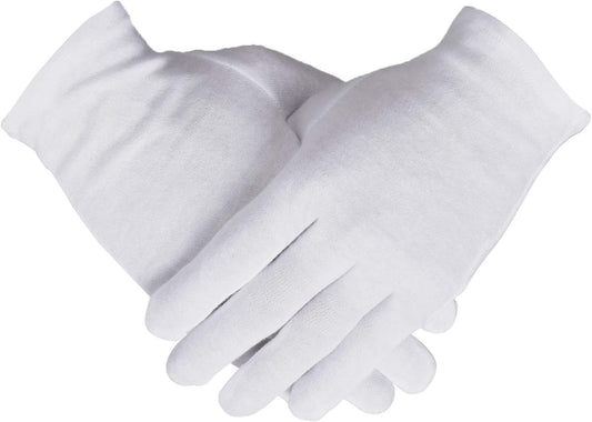 100% Cotton Gloves, 3 Pairs White Cotton Gloves For Women Dry Hands Eczema Serving - Archival Coin Jewelry Inspection Gloves(3 P