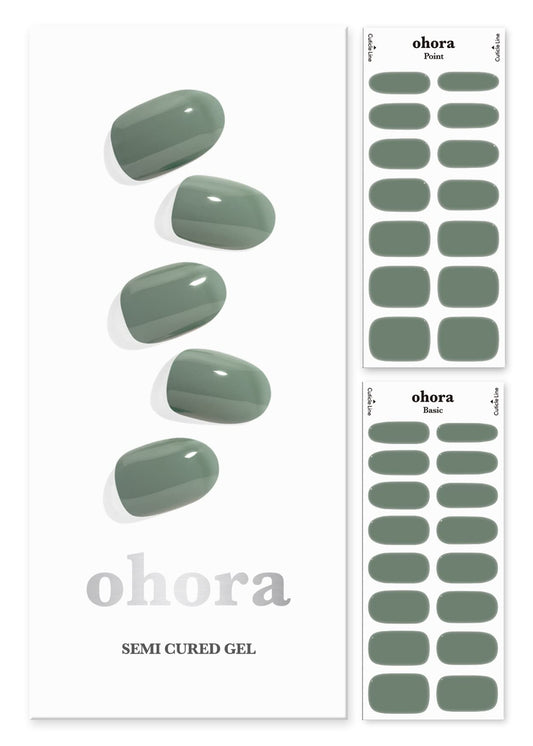 Ohora Semi Cured Gel Nail Strips (N Cream Leaf) - Green, Solid, Works With Any Uv/Led Nail Lamps, Salon-Quality, Long Lasting, E
