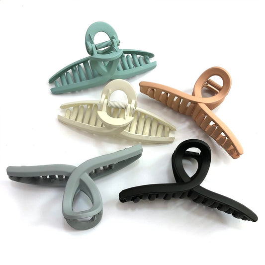 Nalodu 5 Pack Hair Claw Clip Large Matte 4.3 Inch No Slip Big Butterfly Jaw Clips Clamp Assorted Colors For Thin Fine Medium Thi