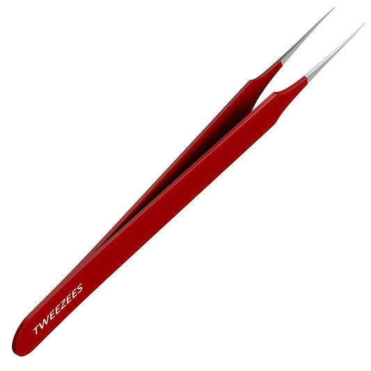 Ingrown Hair Tweezers | Pointed Tip | Red | Precision Stainless Steel | Extra Sharp And Perfectly Aligned For Ingrown Hair Treat