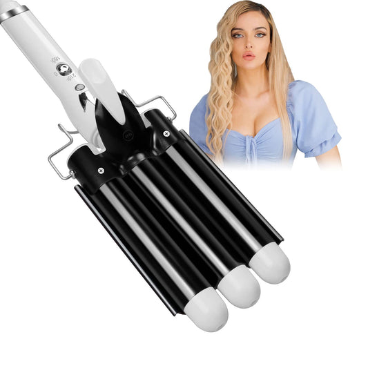 Three Barrel Curling Hair Crimper: Aleath Dual Voltage Crimper Hair Tool - 1 Inch 3 Barrels Curler Iron Wand