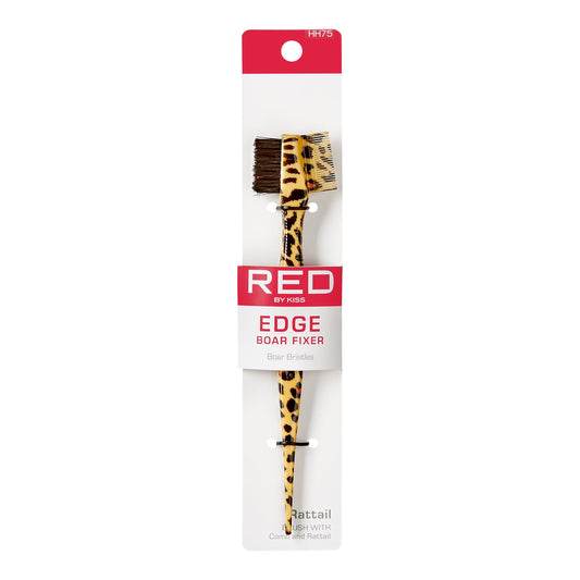 Red By Kiss Professional Edge Brush With Comb And Rattail, 100% Boar Bristles