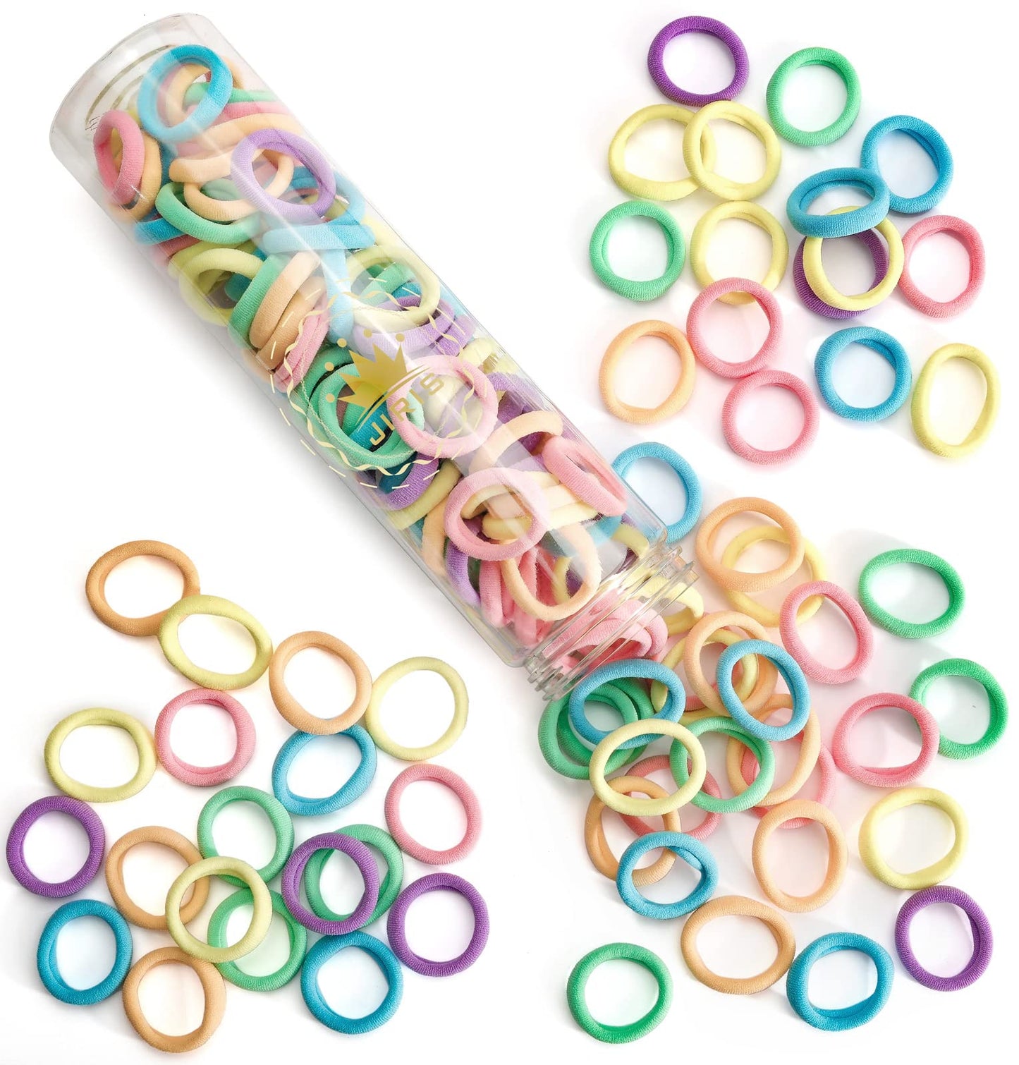 Jiris 100Pcs Hair Ties For Women And Kids, Seamless Thick Hair Band, Elastic Baby Hair Ties No Damage Ponytail Holder, Cotton To