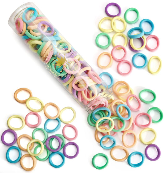 Jiris 100Pcs Hair Ties For Women And Kids, Seamless Thick Hair Band, Elastic Baby Hair Ties No Damage Ponytail Holder, Cotton To