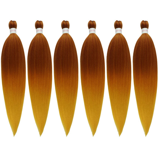 Gozill Ginger Golden Ombre Braiding Hair Pre Stretched Kanekalon Braiding Hair Micro Ez Braid Hypoallergenic Braiding Hair Color