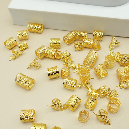 100Pcs Gold Hair Jewelry For Braids Loc Jewelry Rings For Hair Adjustable Cuffs Dreadlocks Hair Beads For Women Braids Accessori