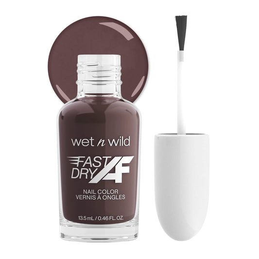 Wet N Wild Fast Dry Af Nail Polish Color, Fall Reddish Brown Get Stone | Quick Drying - 40 Seconds | Long Lasting - 5 Days, Shin