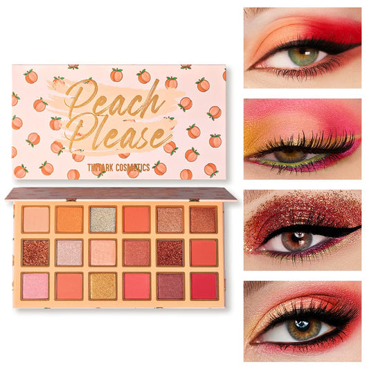 Tintark Peach Please 18 Colour Eyeshadow Palette For Beauty - Eyeshadow Cosmetics With Matte Metallic Sparkle Shimmer Pink & Hig