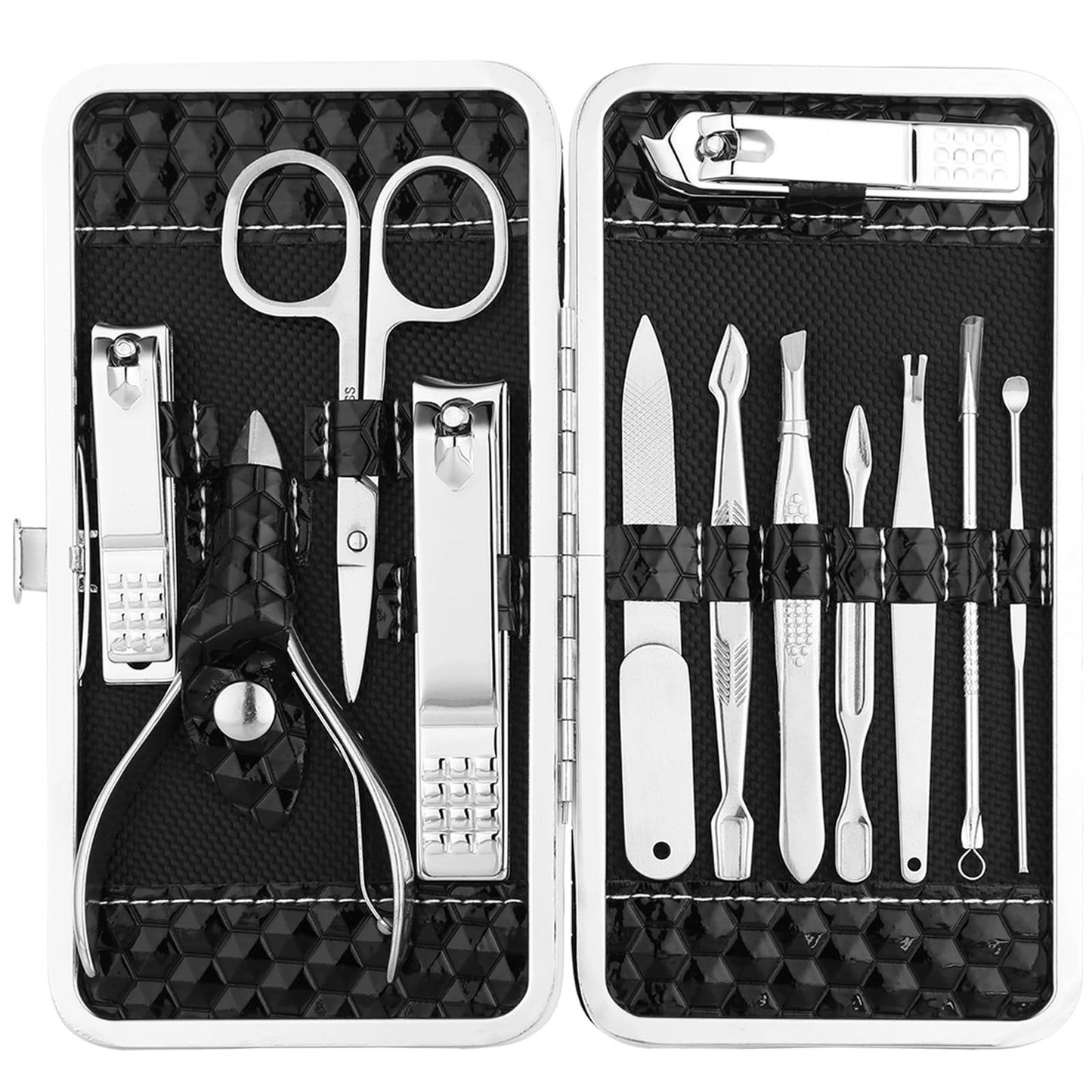 Yougai Manicure Set Nail Clippers Set, 12Pcs Manicure Kit Stainless Steel Nail Kit, Professional Nail Grooming Kit, Pedicure Nai