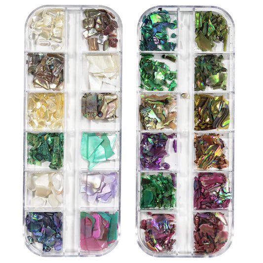 Zayookey 2 Boxes Nail Art Shell Slices 3D Nail Charms Irregular Seashell Slices Uv Gel Flake Nail Supplies Mermaid Nail Sequins