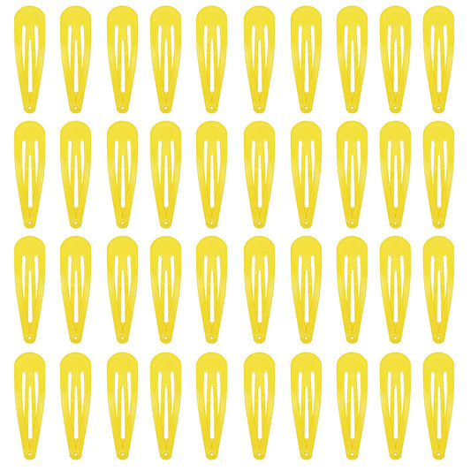 40 Counts Yellow Color Metal Snap Hair Clips 2 Inch Barrettes For Women Accessories