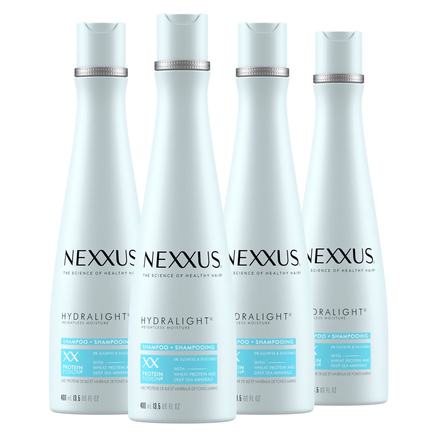 Nexxus Hydra-Light Weightless Moisture Shampoo Replenishing Pack Of 4 Shampoo For Oily Hair Silicone Free 13.5 Oz