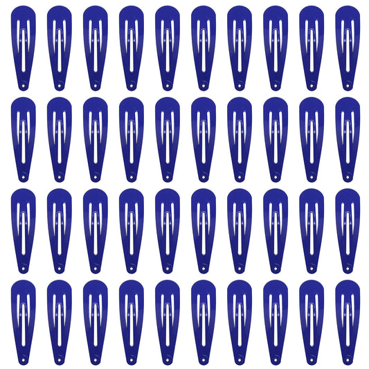 40 Counts Colorful Metal Snap Hair Clips 2 Inch Barrettes For Women Accessories (Royal Blue)