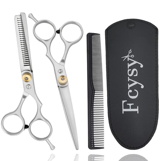 Hair Scissors Hair Cutting Shears Set, Fcysy Haircut Scissors Thinning Shears Kit, Salon Barber Haircutting Scissors Hairdresser