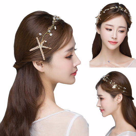 Scala Boutique Starfish Hairpins Wedding Wedding Hair Accessories Gold-Tone Flower Bridal Hair Pearl Jewelry Comb Hair Pins Brid