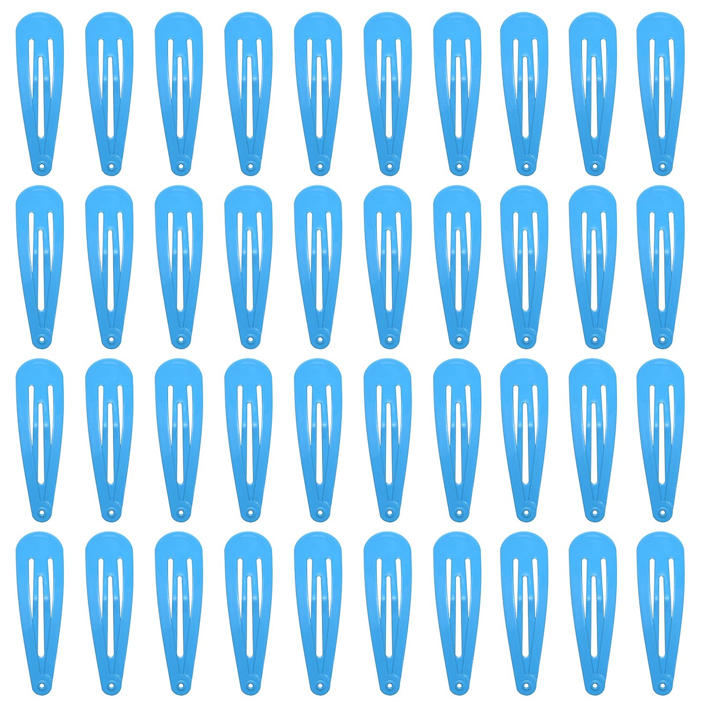 40 Counts Colorful Metal Snap Hair Clips 2 Inch Barrettes For Women Accessories (Teal)