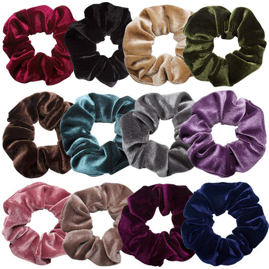 Scrunchies For Hair,12 Pcs Soft Hair Scrunchy Bobbles Elastic Hair Bands Ties Donut Hair Accessories For Women Ponytail Holder V