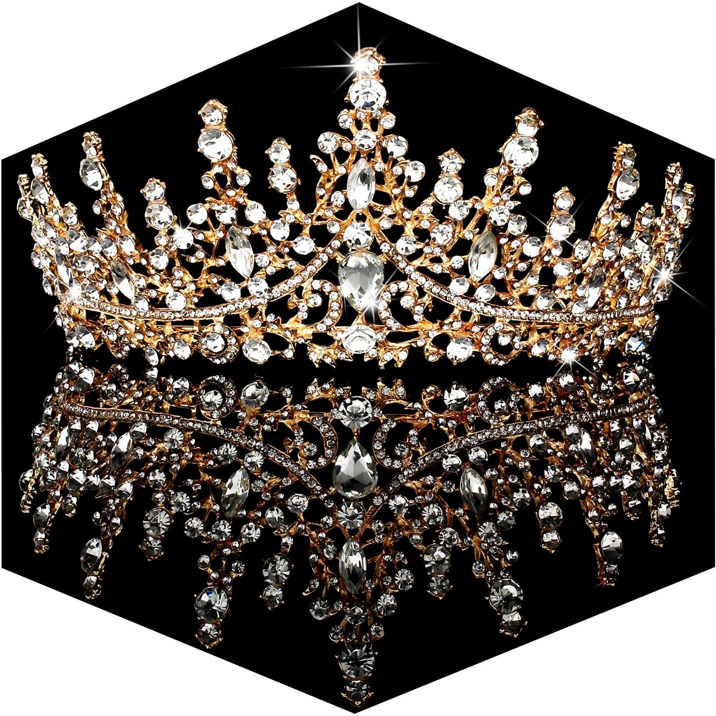 Tobatoba Gold Crown For Women Wedding Tiara For Women Queen Crown Crystal Tiara Crown Wedding Tiaras For Bride Royal Princess Cr