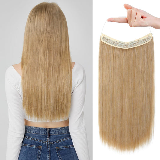 Reecho Invisible Wire Hair Extensions With Transparent Headband Adjustable Size Removable Secure Clips In Straight Secret Hairpi