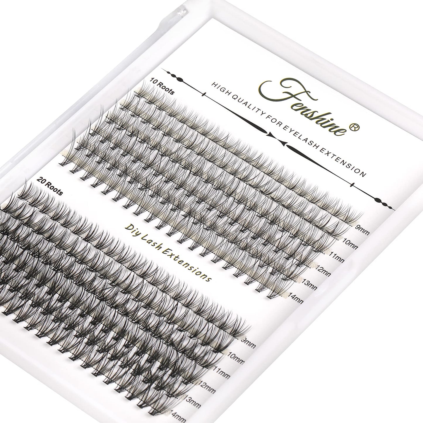 Fenshine Cluster Lashes Individual Lashes Wide Stem 0.07D 10D/20D Curl Mix 9-14Mm Length Diy Eyelash Extension Individual Soft F