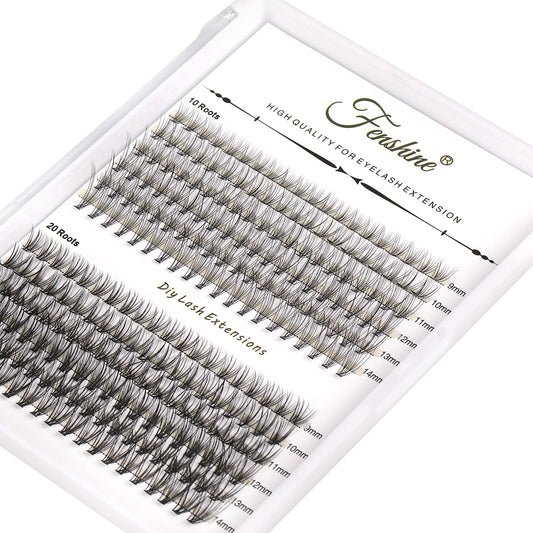 Fenshine Cluster Lashes Individual Lashes Wide Stem 0.07D 10D/20D Curl Mix 9-14Mm Length Diy Eyelash Extension Individual Soft F