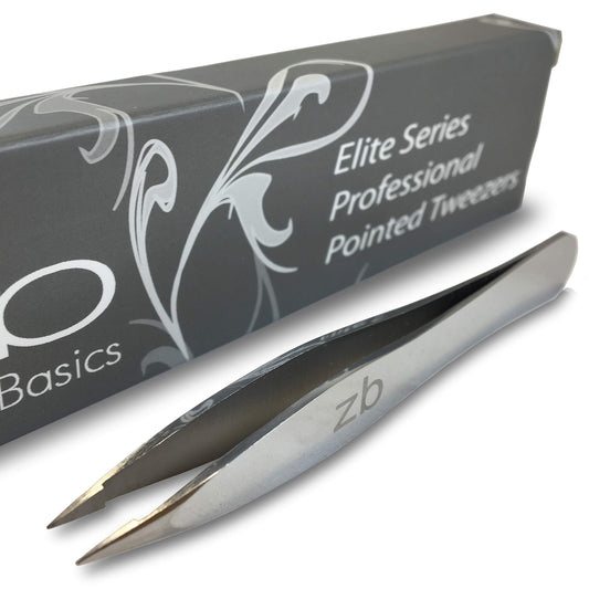 Zizzili Basics Elite Series Pointed Tweezers - Sharp Precision Tips + Surgical Grade Stainless Steel Tweezer For Professional Ey