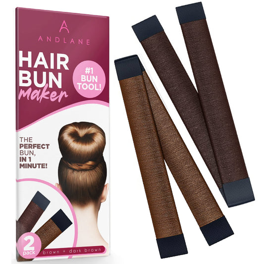 Women'S Hair Bun Maker French Twist Hair Fold Wrap Snap By Andlane (1 Brown, 1 Dark Brown)