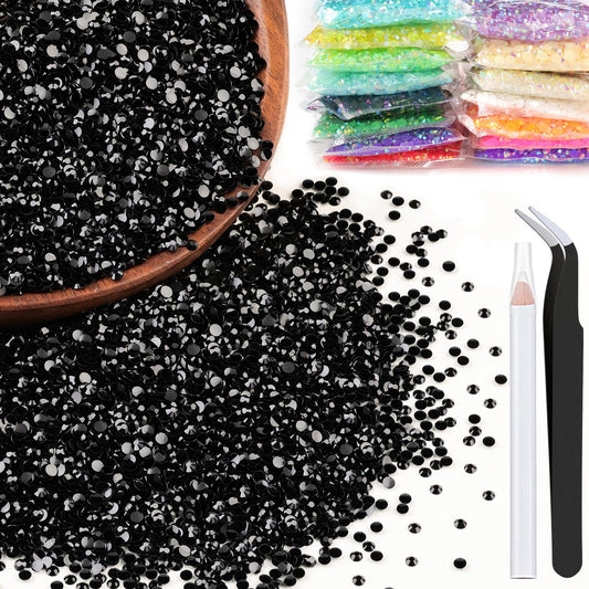5000Pcs 3Mm Resin Rhinestones Bulk, Black Flatback Round Jelly Rhinestones Bedazzling Non Hotfix Crystal Gems Large Quantity Who