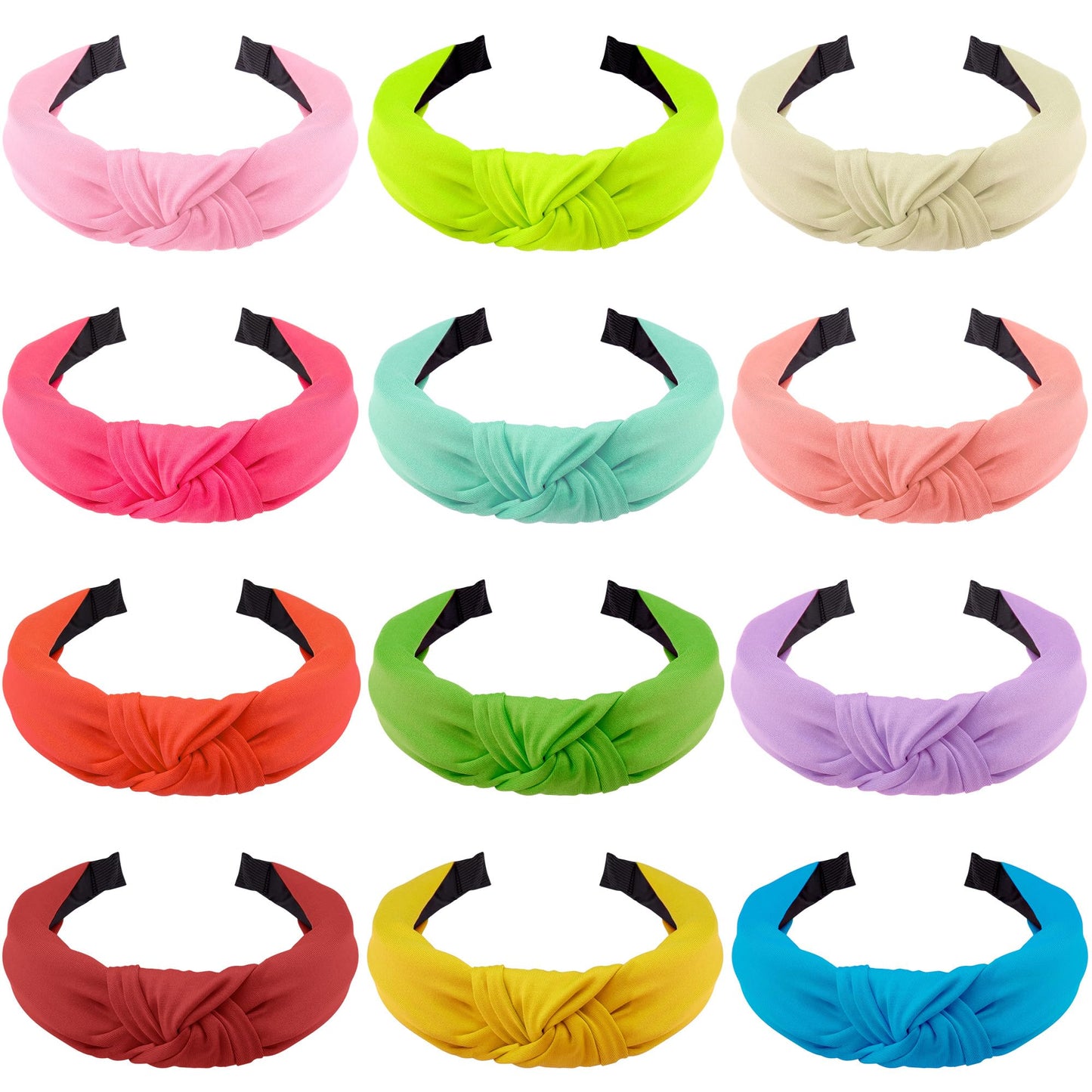 Siquk 12 Pieces Knotted Hair Turband For Women - Colorful Fabric Headbands In 12 Colors