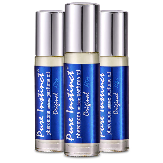 Pure Instinct Roll-On (3-Pack) - The Original Pheromone Infused Essential Oil Perfume Cologne - Unisex For Men And Women - Tsa R