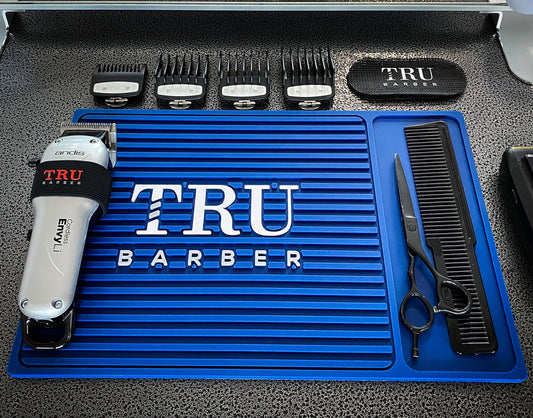 Tru Barber Organizer Mat 14   X 9    (Blue) Flexible Pvc Station Mat, Professional Mat, Salon And Barbershop Work Station Pads,